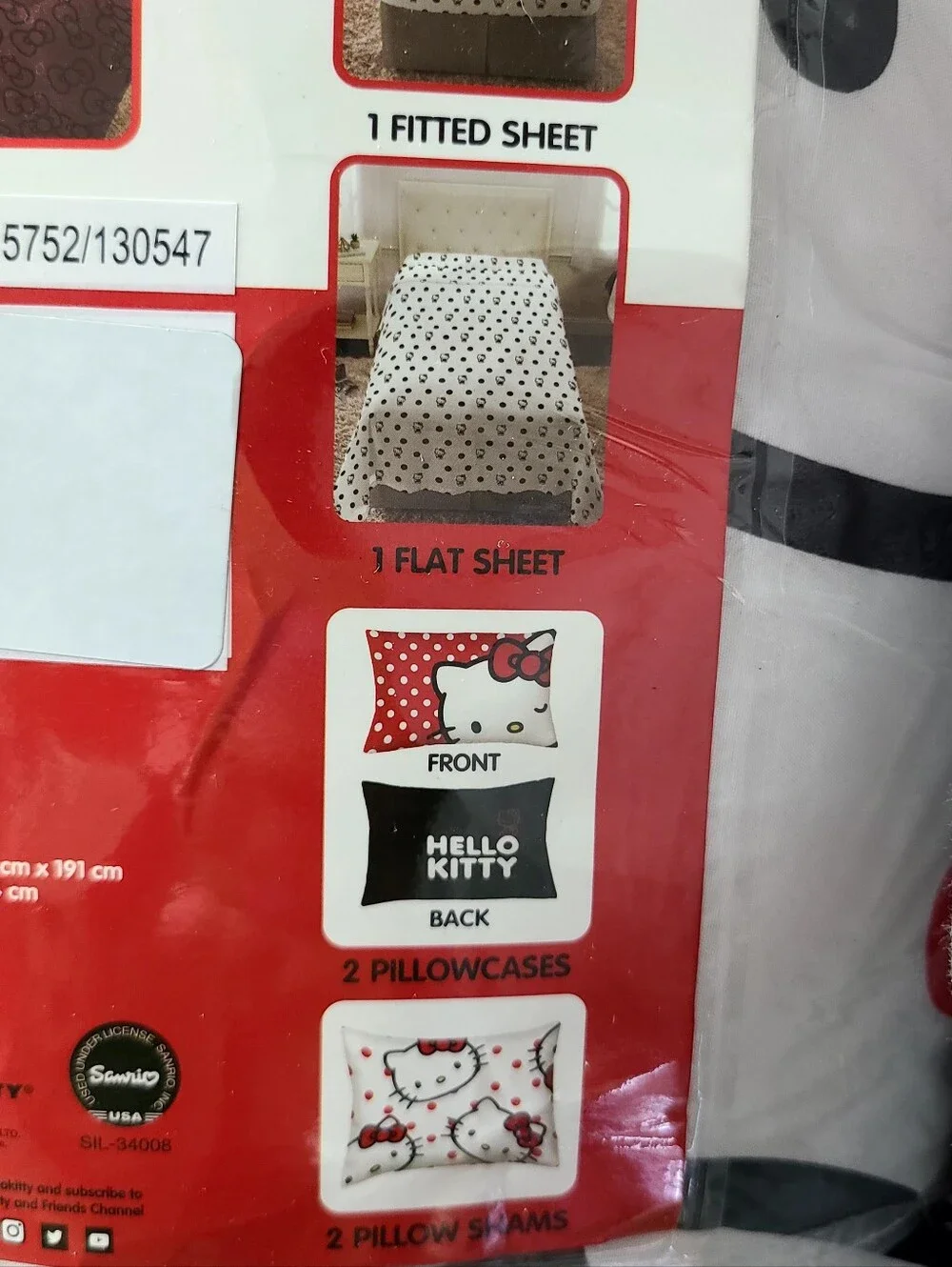Hello Kitty Polka Dot 7 Piece Super Soft Comforter and Sheet Set Full Reversible